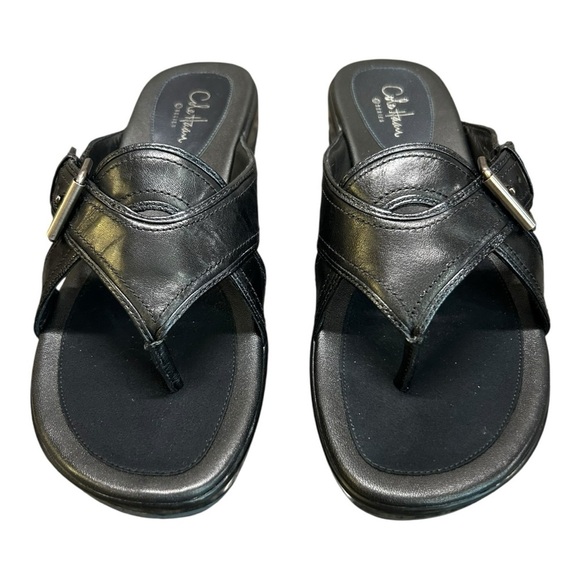 Cole Haan “Air Darby" Thong Black Wedge Black Leather Women's Sz 8 Nike Air Sole - Picture 2 of 10